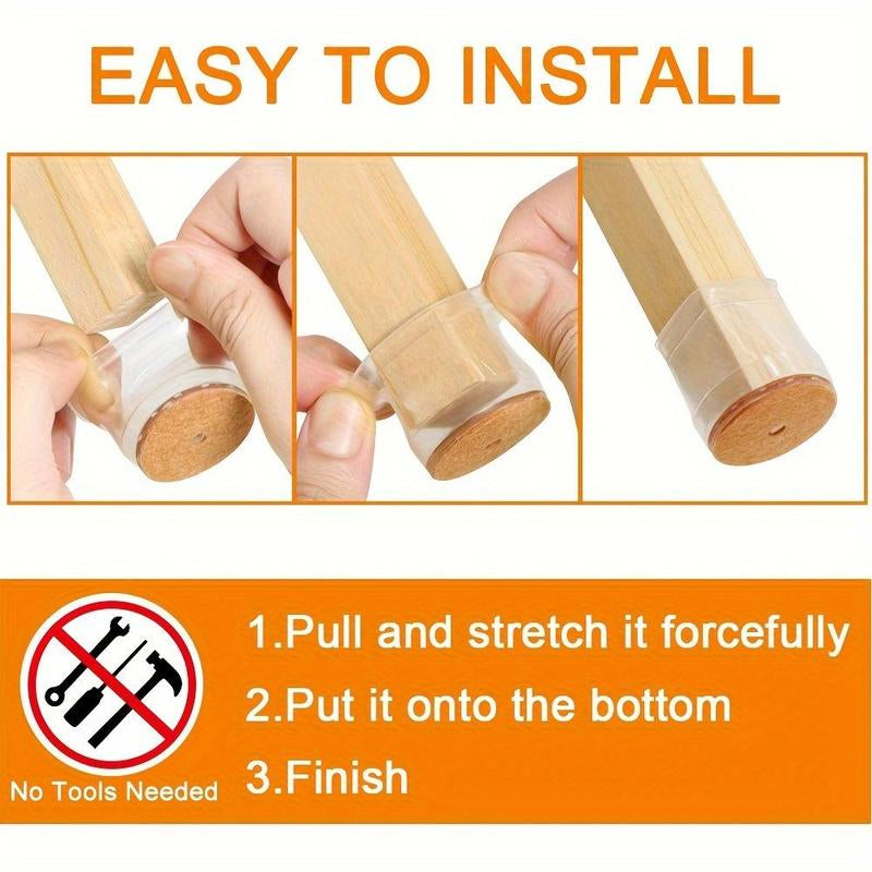 Chair Leg Floor Protector, 24Pcs Silicone Chair Leg Cover, Furniture Accessories for Home Living Room Bedroom Dormitory Hotel Office, Home Essentials