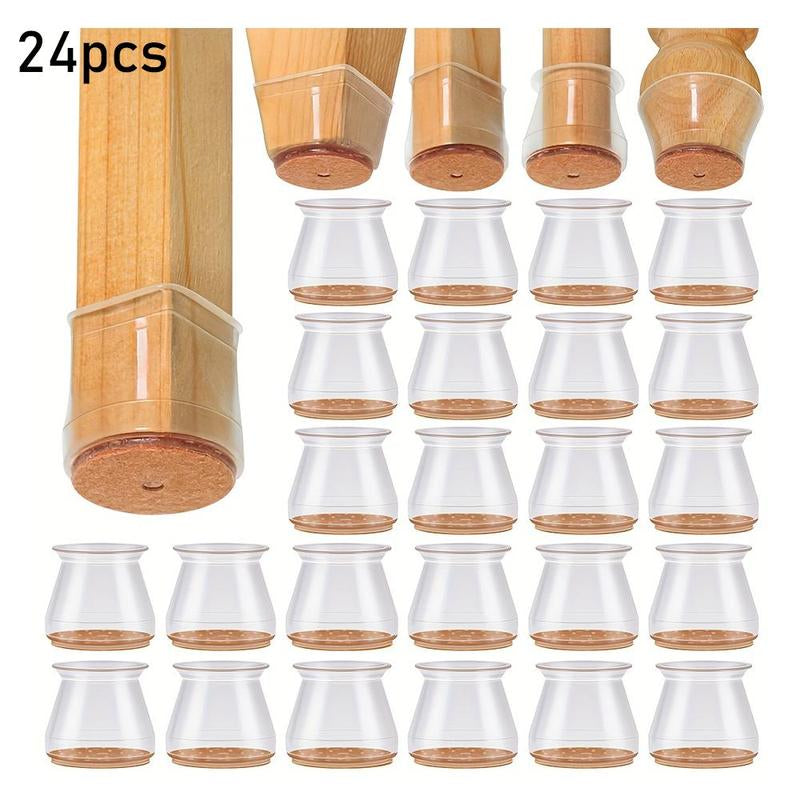 Chair Leg Floor Protector, 24Pcs Silicone Chair Leg Cover, Furniture Accessories for Home Living Room Bedroom Dormitory Hotel Office, Home Essentials