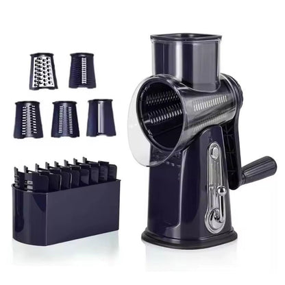 5 in 1 Rotary Cheese Grater with Handle Manual Vegetable Suction Graters Slicer Strong Shredder Base Nuts with Grinder S6A6