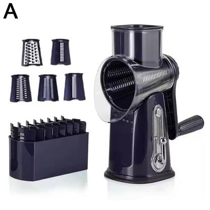 5 in 1 Rotary Cheese Grater with Handle Manual Vegetable Suction Graters Slicer Strong Shredder Base Nuts with Grinder S6A6
