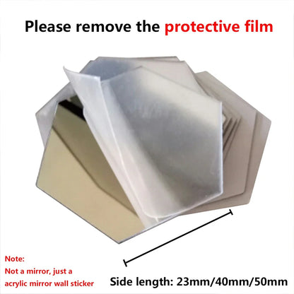 6/12pc Hexagon Mirror Wall Stickers 3D DIY Acrylic Mirror Sticker Self Adhesive Decals Removable Living Room Bathroom Home Decor