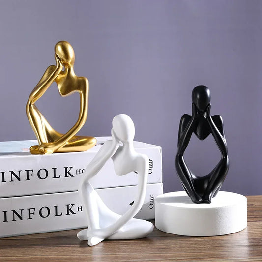 Sand Color “The Thinker” Abstract Resin Sculpture – Nordic Modern Home Decor