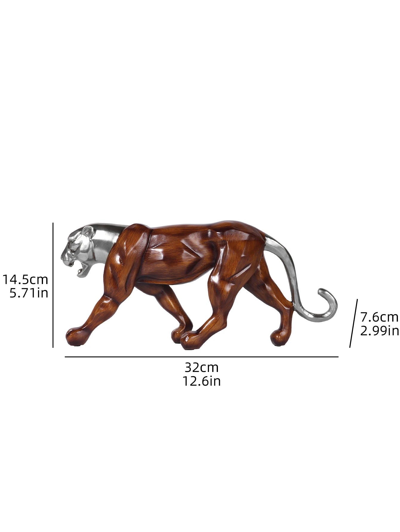 Golden Wood-Grain Leopard Sculpture — Resin Artifact