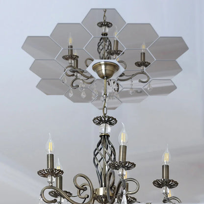 6/12pc Hexagon Mirror Wall Stickers 3D DIY Acrylic Mirror Sticker Self Adhesive Decals Removable Living Room Bathroom Home Decor