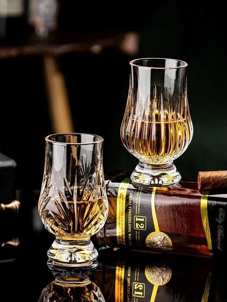 2pcs Light Luxury Whiskey Scotch Tasting Glass Crystal Glass Wine Cabinet Decoration Bar Party Supplies Wine Taster Perfect Gift