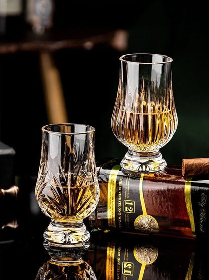 2pcs Light Luxury Whiskey Scotch Tasting Glass Crystal Glass Wine Cabinet Decoration Bar Party Supplies Wine Taster Perfect Gift
