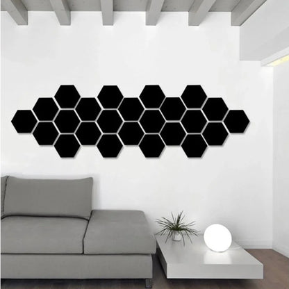 6/12pc Hexagon Mirror Wall Stickers 3D DIY Acrylic Mirror Sticker Self Adhesive Decals Removable Living Room Bathroom Home Decor