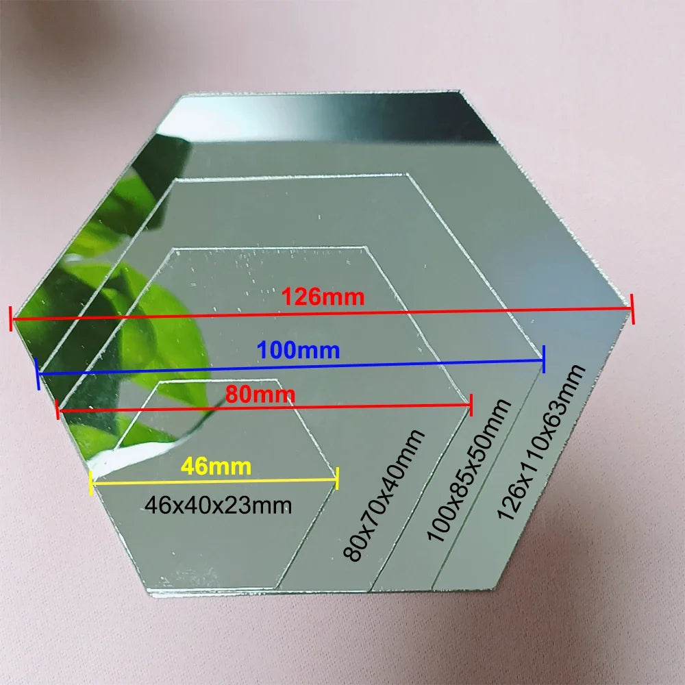 6/12pc Hexagon Mirror Wall Stickers 3D DIY Acrylic Mirror Sticker Self Adhesive Decals Removable Living Room Bathroom Home Decor